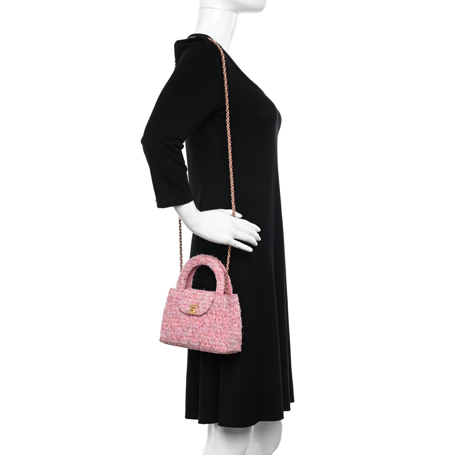 Chanel Tweed Quilted Nano Kelly Shopper Pink 2 of 11
