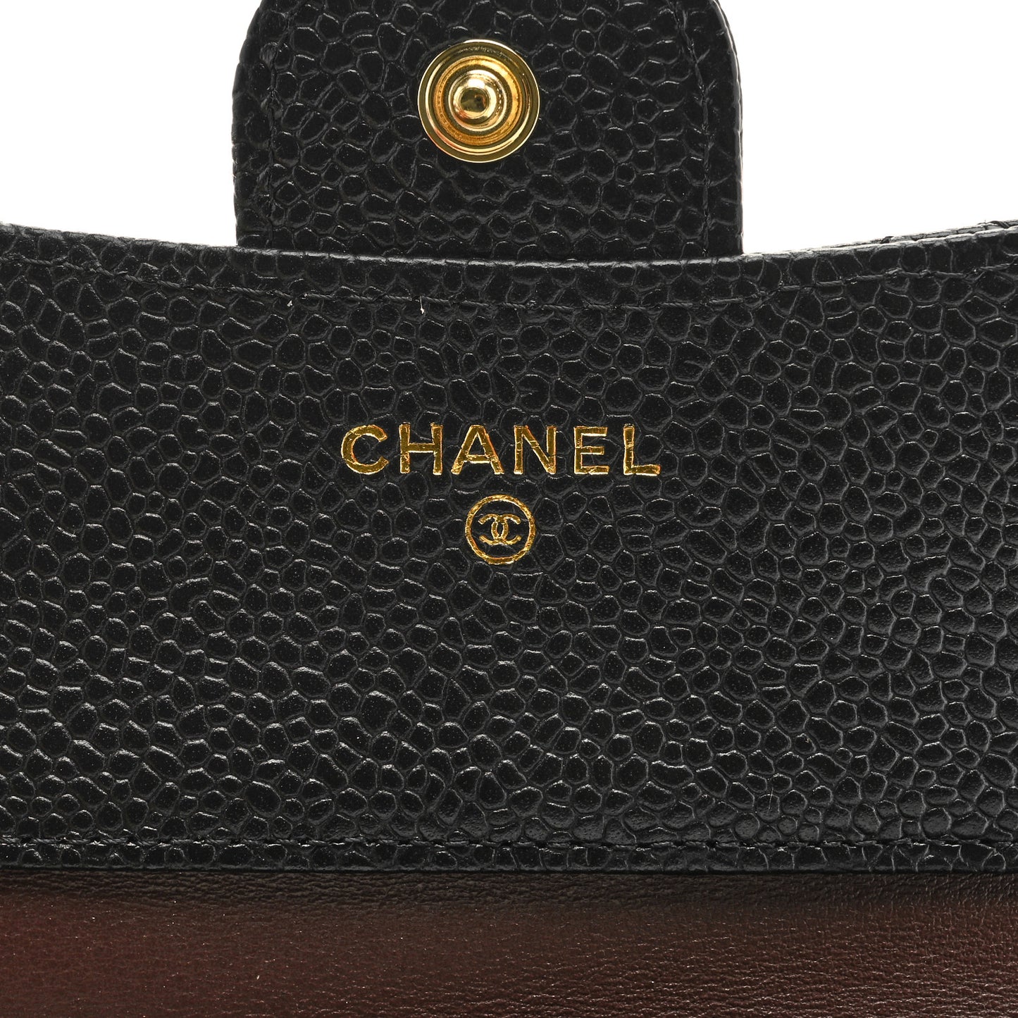 Caviar Quilted Compact Flap Wallet Black