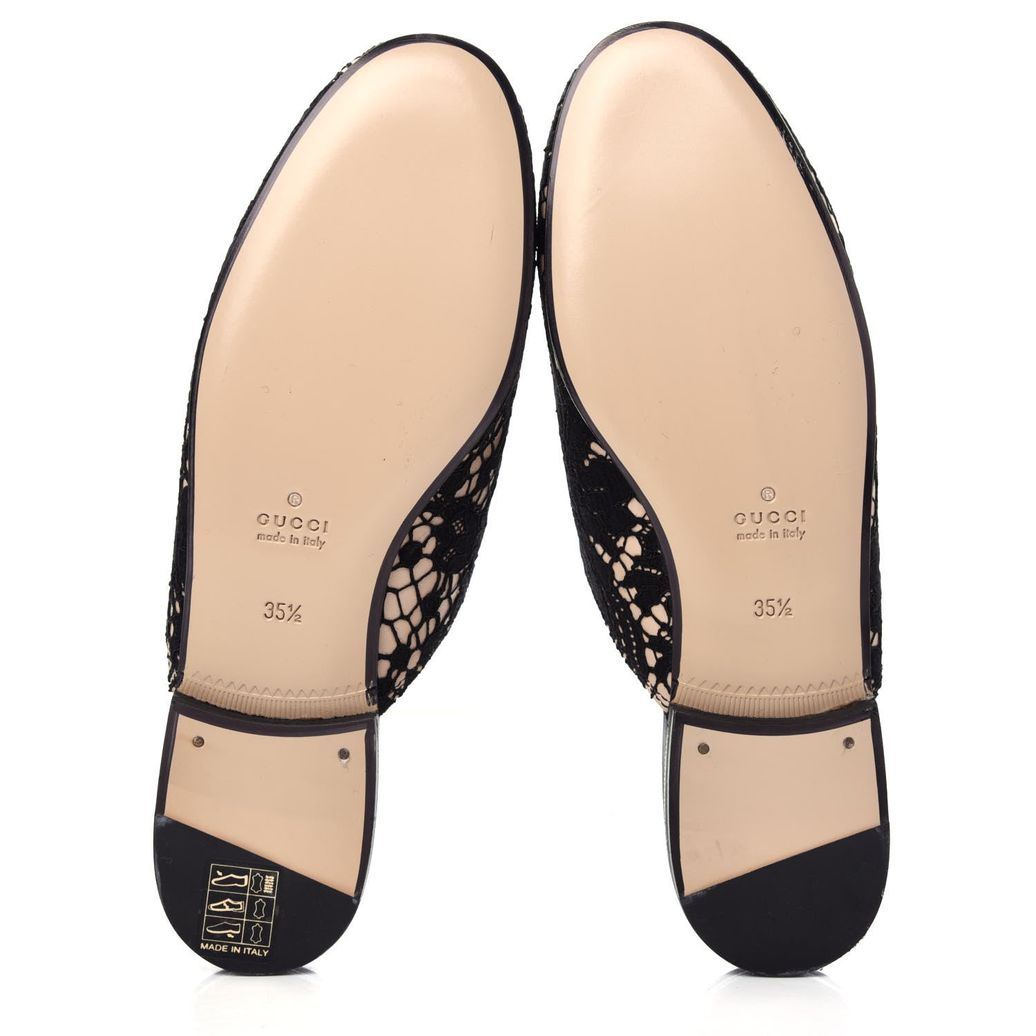 Gucci Lace Malaga Kid Womens Princetown Slippers 35.5 Black Skin Rose 6 of 10