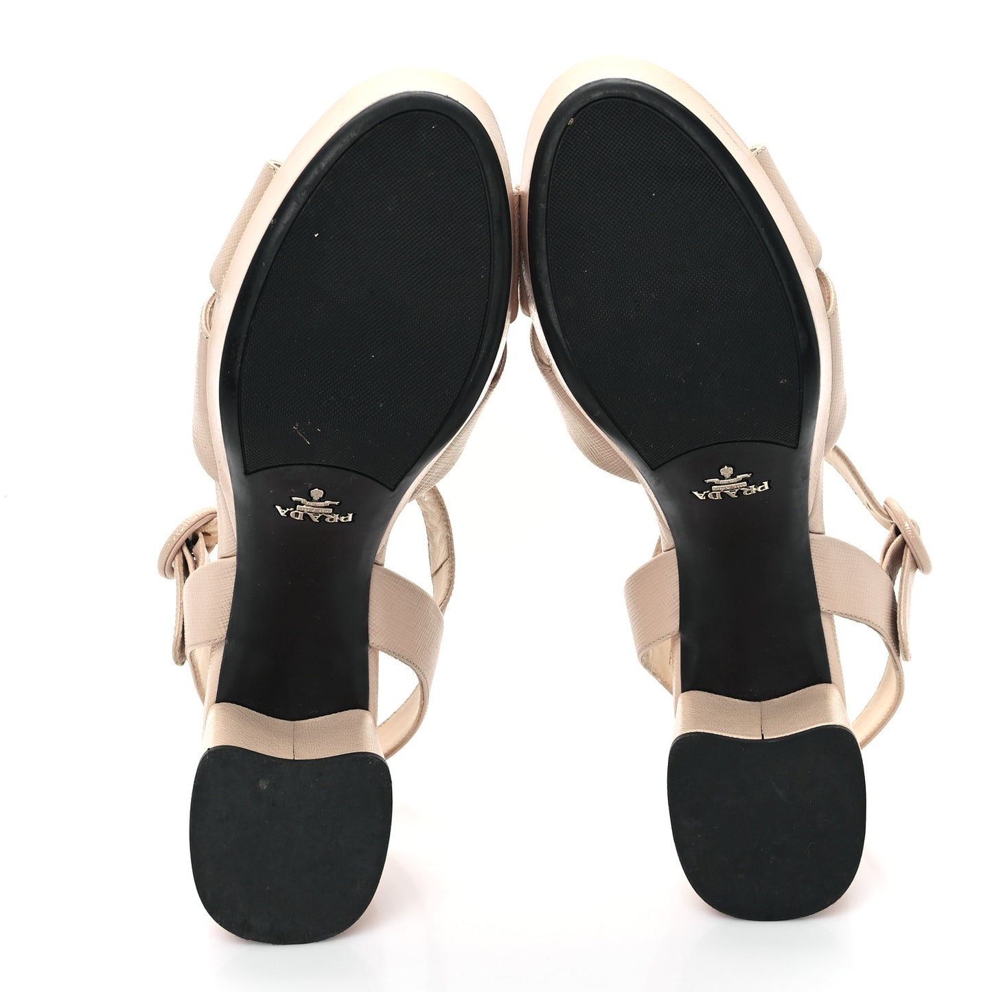 Vernice Saffiano Embossed Crisscross Platform 20/65mm Sandals 38.5 Beige
