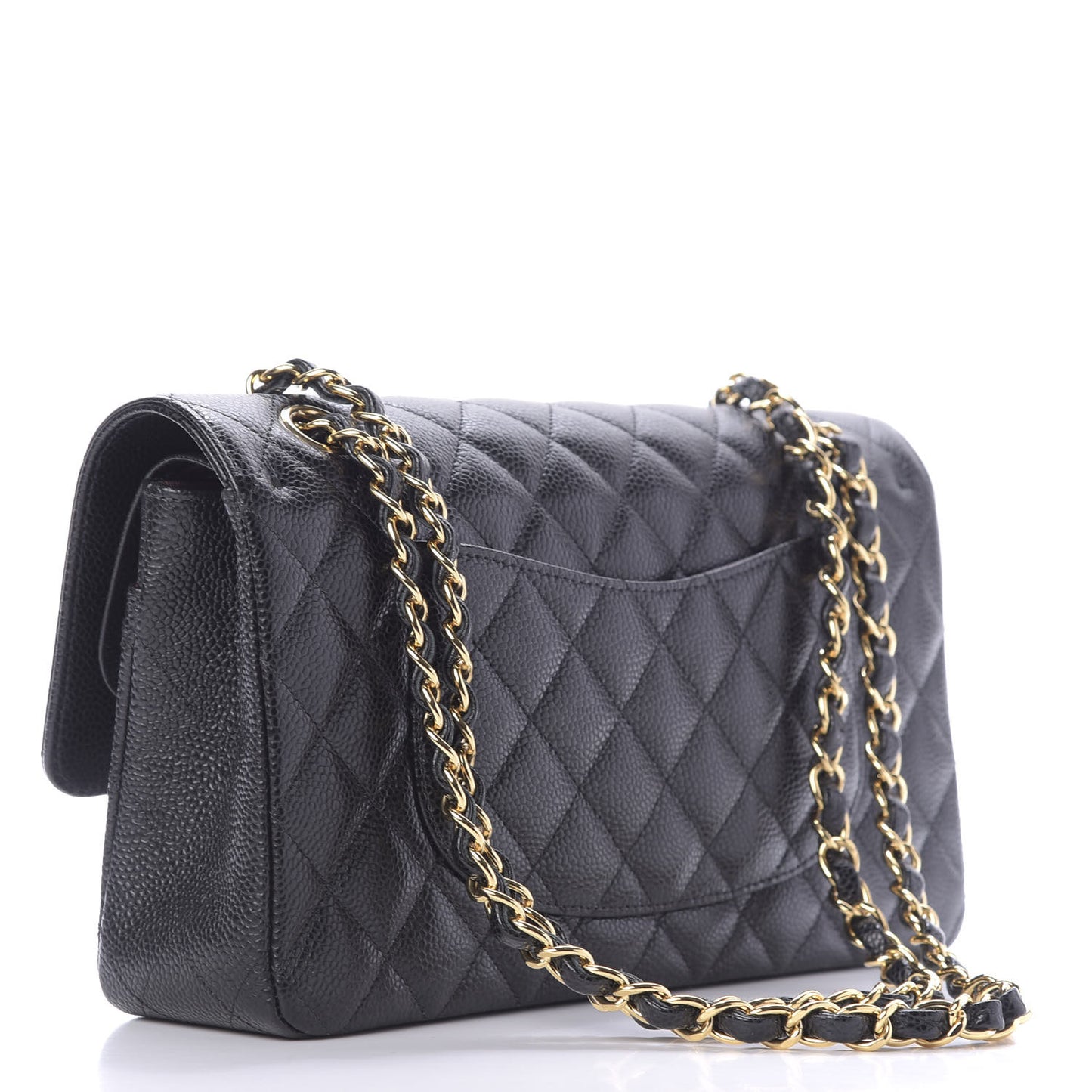Caviar Quilted Medium Double Flap Black