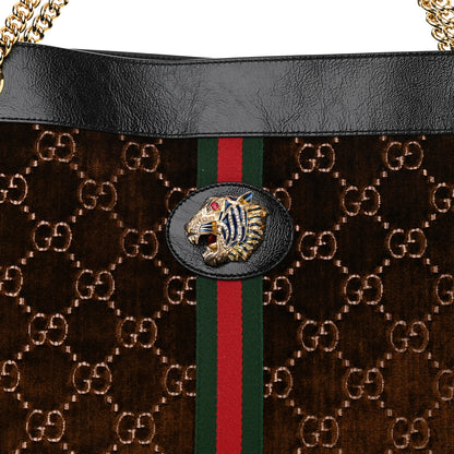 Gucci Velvet GG Monogram Large Rajah Chain Tote Brown 11 of 11