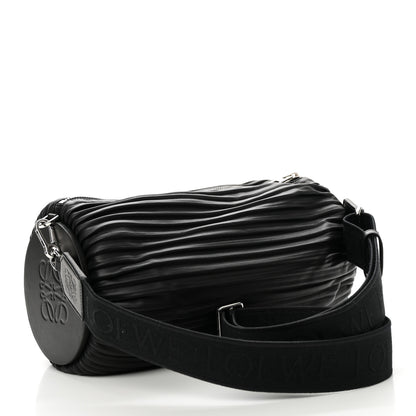 Loewe Lambskin Pleated Bracelet Large Pouch shoulder Bag Black 3 of 9