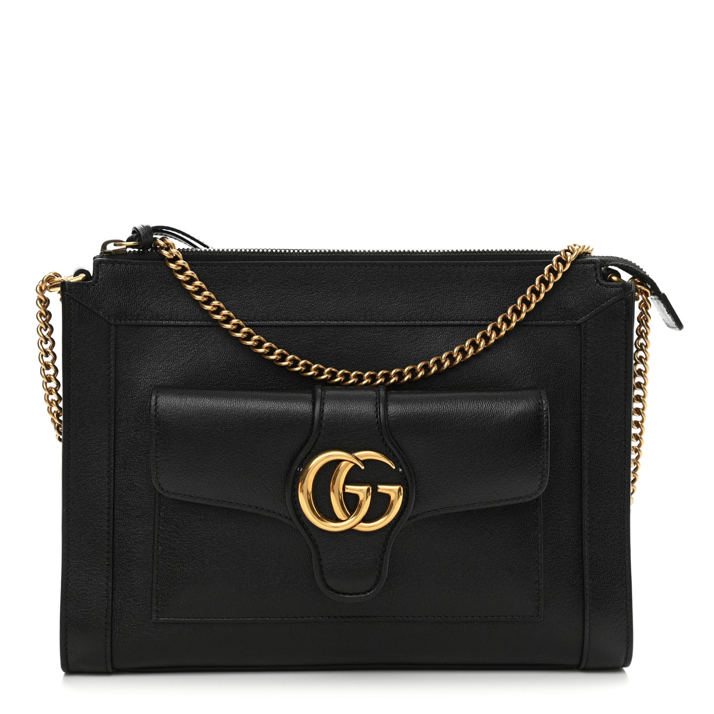 New Sakai Calfskin Lux Dahlia Chain Shoulder Bag Black