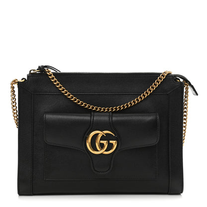 Gucci New Sakai Calfskin Lux Dahlia Chain Shoulder Bag Black 1 of 9