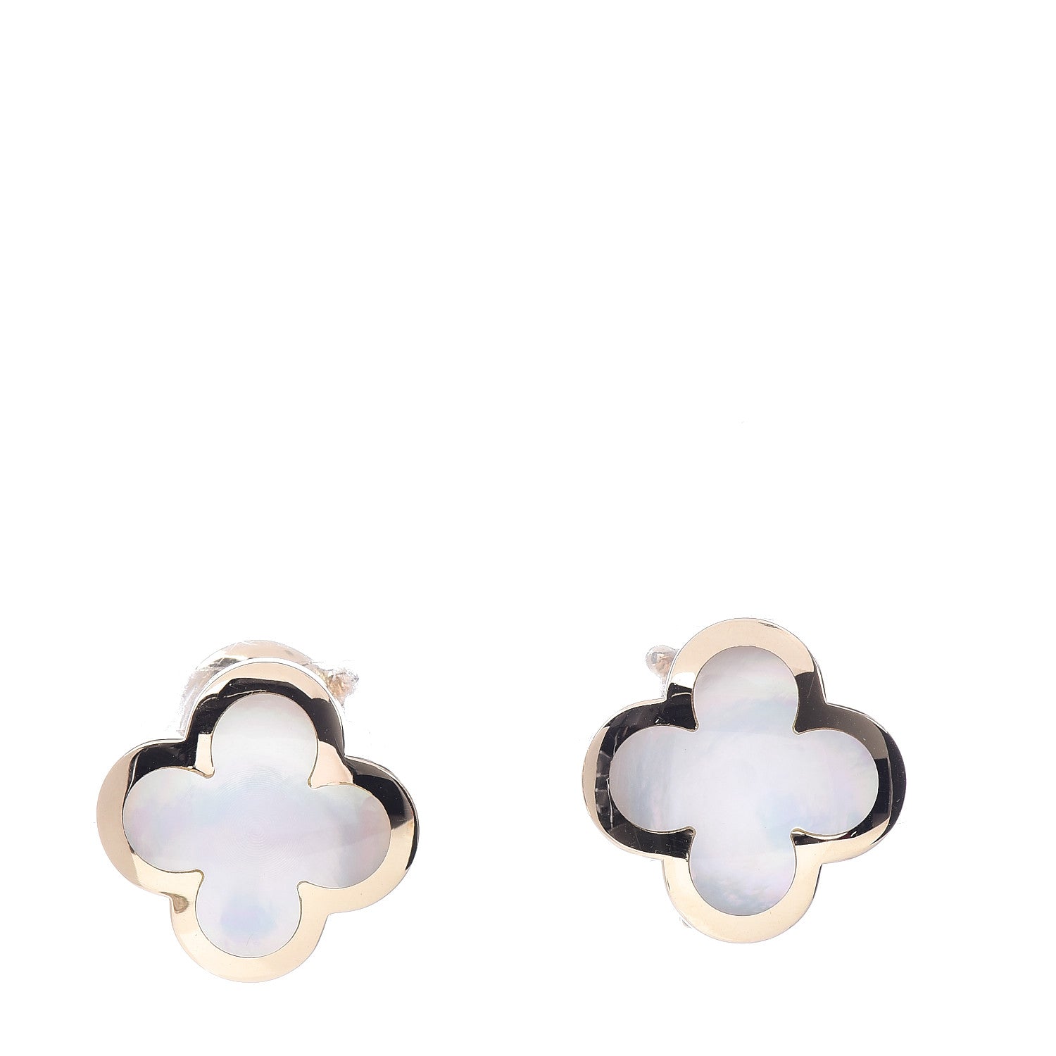 Van Cleef & Arpels 18K Yellow Gold Mother of Pearl Pure Alhambra Clip-On Earrings 1 of 4