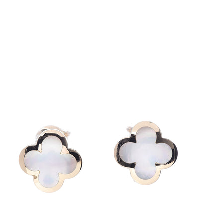 Van Cleef & Arpels 18K Yellow Gold Mother of Pearl Pure Alhambra Clip-On Earrings 1 of 4