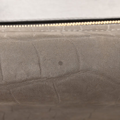 Celine Crocodile Embossed Nubuck Medium Trapeze Grey 13 of 14