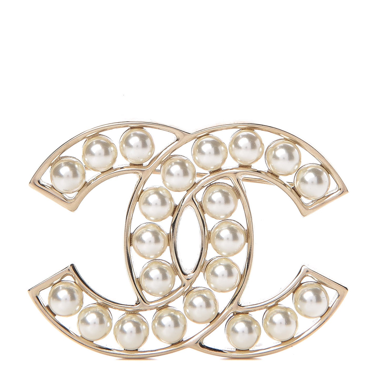 Pearl CC Brooch Light Gold