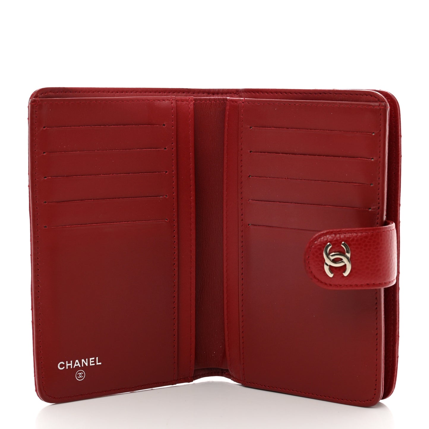 Caviar Quilted Zipped Pocket Wallet Red