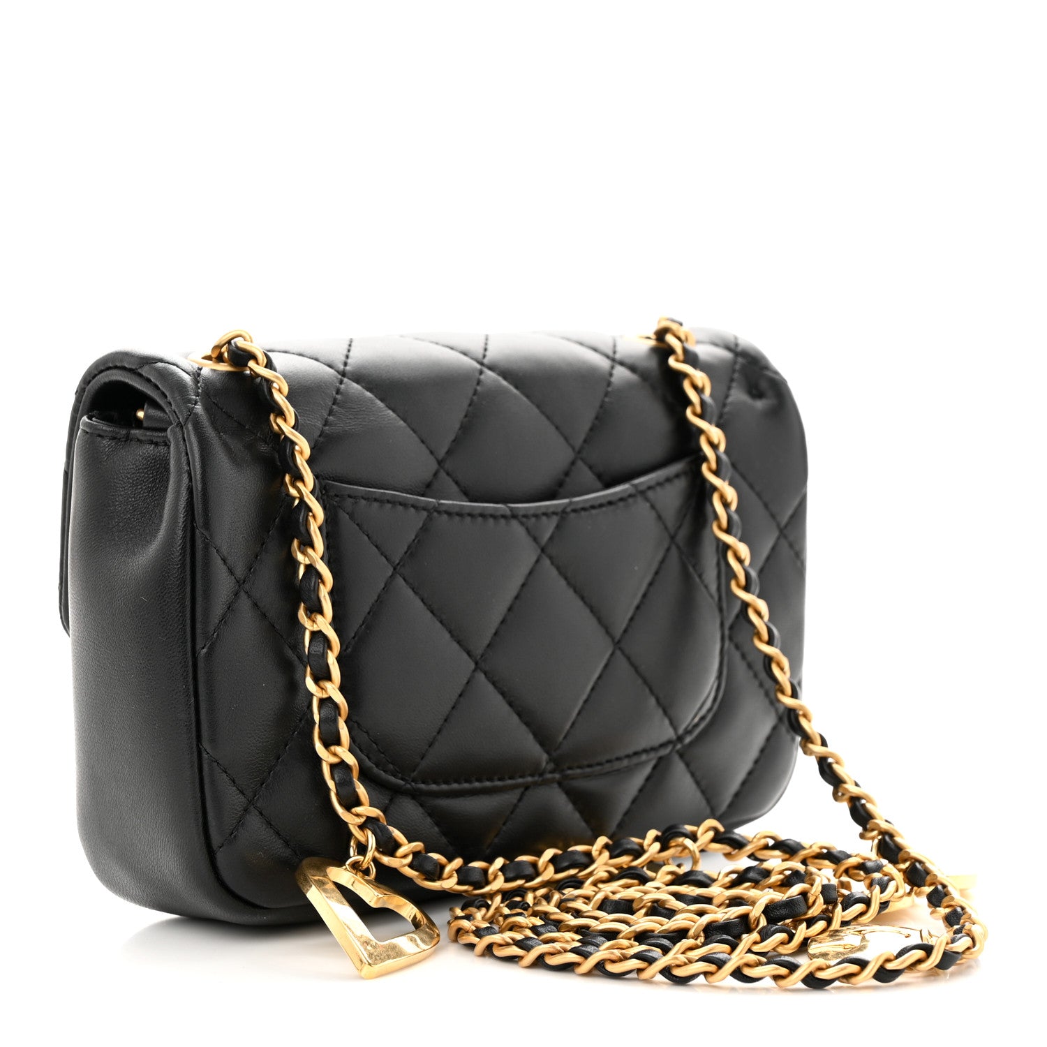 Chanel Lambskin Quilted Mini Heart Charms Flap Black 3 of 10