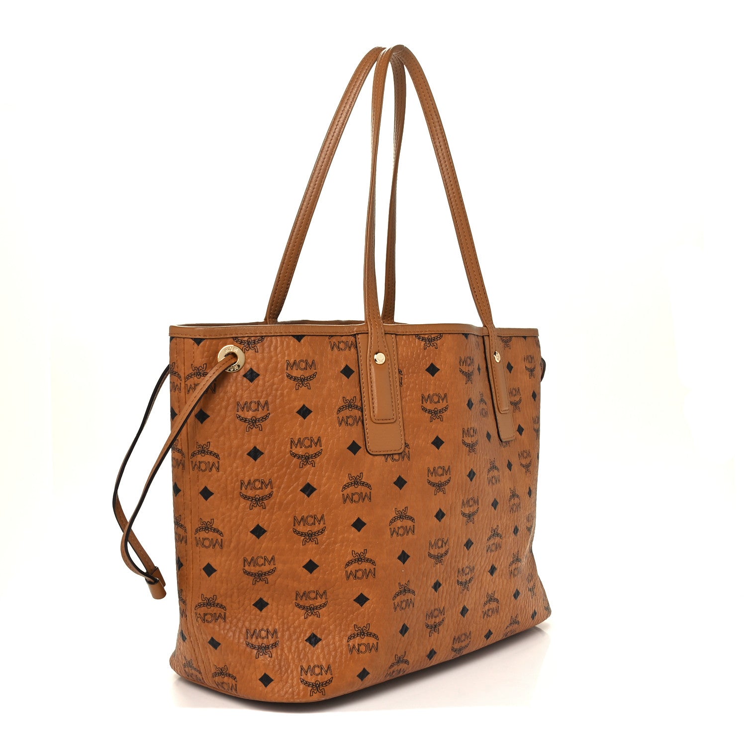 MCM Visetos Medium Liz Reversible Shopper Tote Cognac 5 of 18