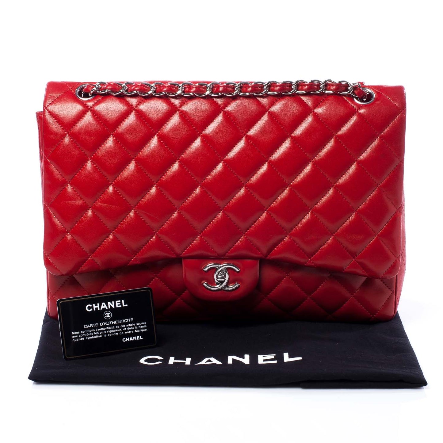 Lambskin Maxi Single Flap Red