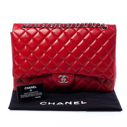 Chanel Lambskin Maxi Single Flap Red 10 of 10