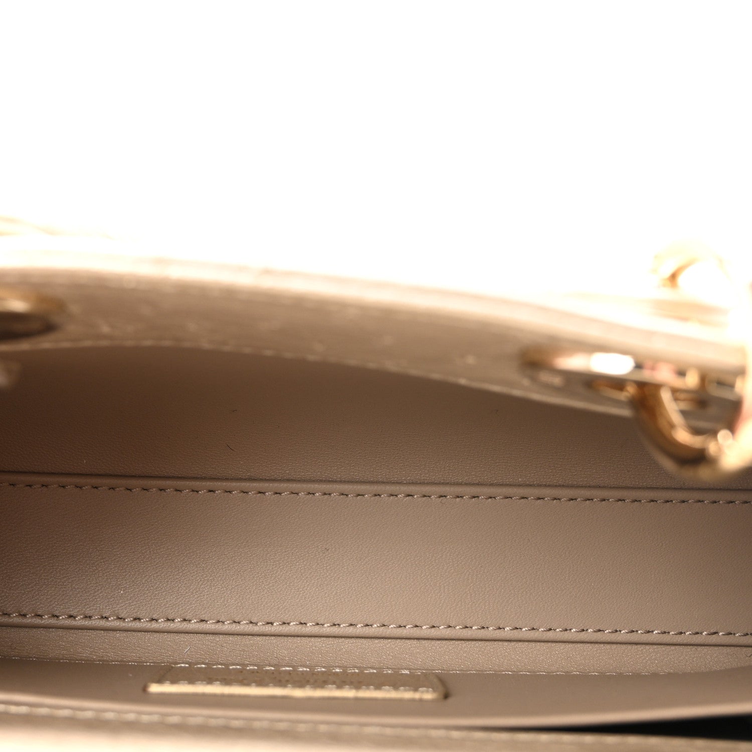 Christian Dior Metallic Ostrich Small Lady D-Joy Champagne 5 of 10