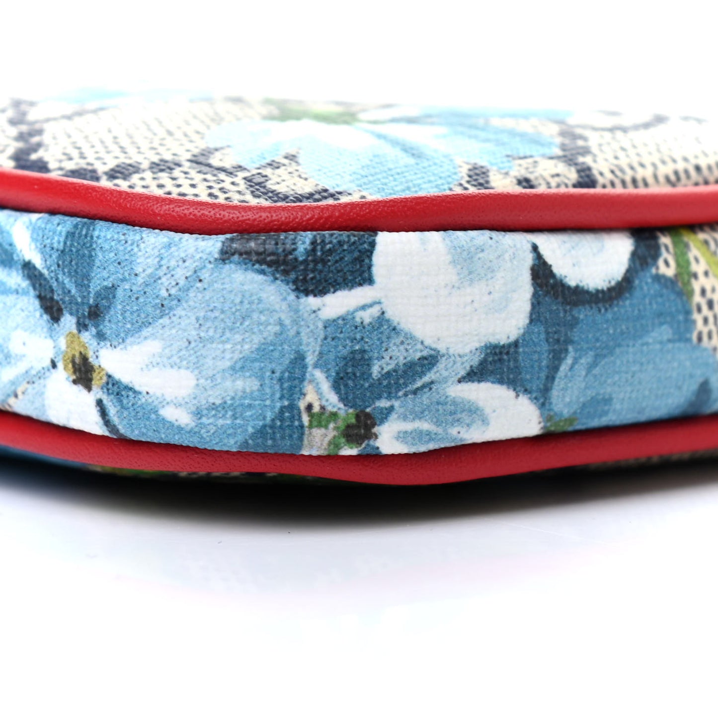 GG Supreme Monogram Blooms Mini Chain Bag Beige Blue Navy Hibiscus Red