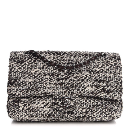 Chanel Tweed Quilted Medium Double Flap White Brown 1 of 7