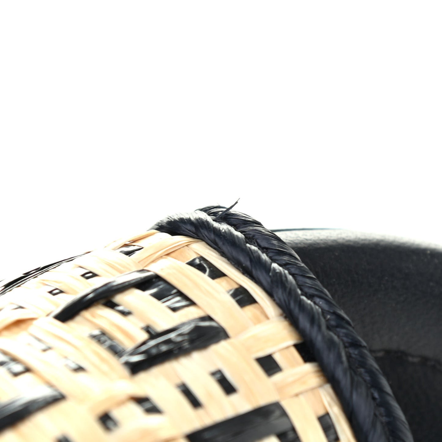 Raffia FF Flat Slide Sandals 37 Natural Black