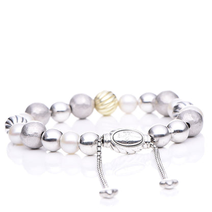 David Yurman Sterling Silver 18K Yellow Gold 8-10mm Elements Bracelet 5 of 6