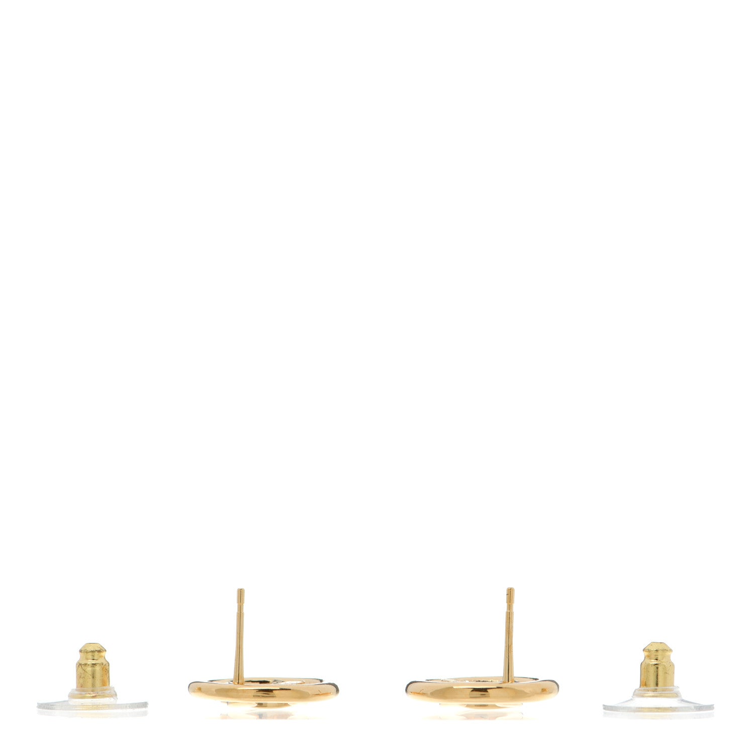Chanel Metal Round CC Stud Earrings Gold 2 of 3