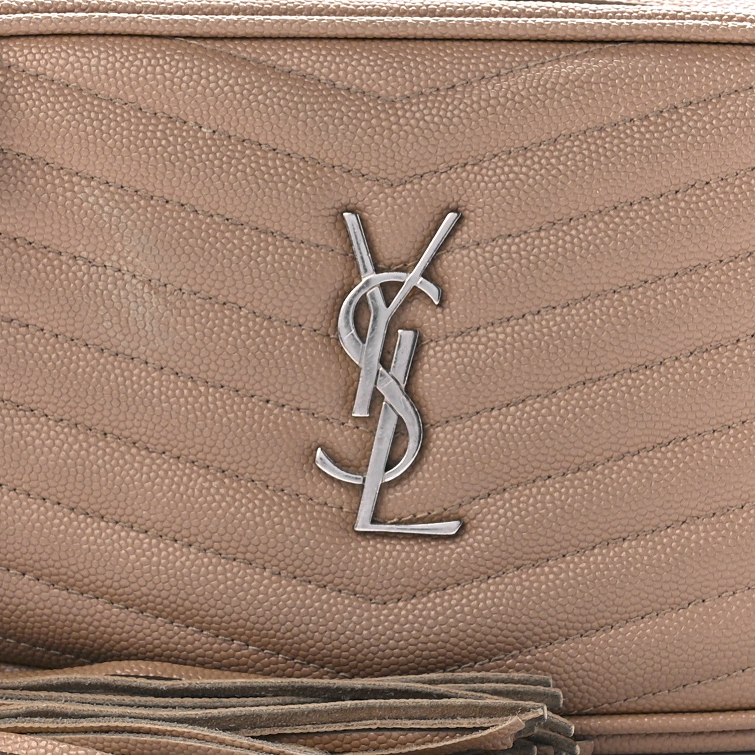 Saint Laurent Grain De Poudre Matelasse Monogram Mini Lou Camera Bag Dark Beige 8 of 12