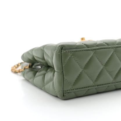 Chanel Shiny Aged Calfskin Quilted Nano Kelly Shopper Khaki 9 of 10