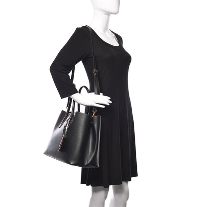 Prada Saffiano Cuir Large Double Bag Black Fuoco 3 of 15