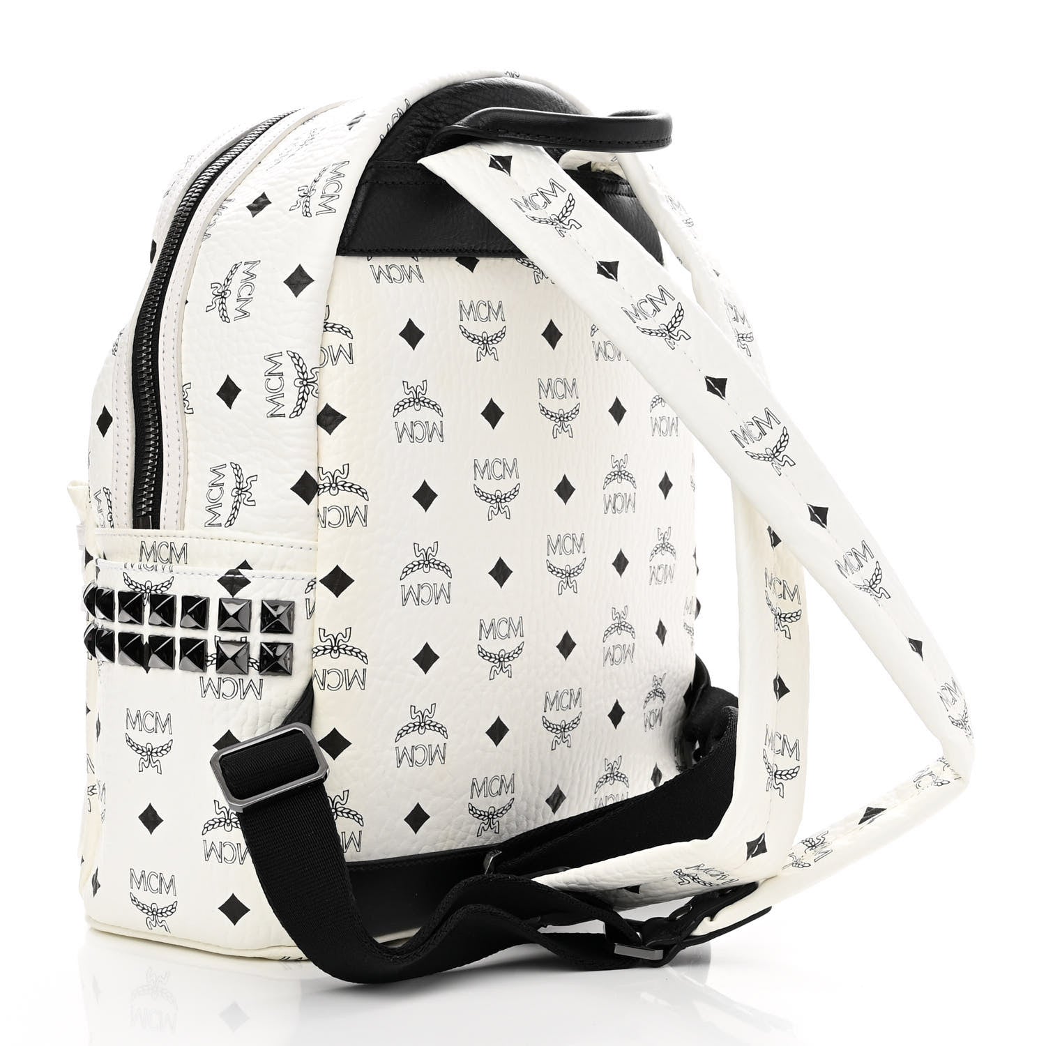 MCM Visetos Small Side Stud Stark Backpack White 3 of 13