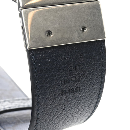 Gucci GG Supreme Monogram Plutone Calfskin Palladium Double G Reversible 37mm Belt 110 44 Black Blue 6 of 6