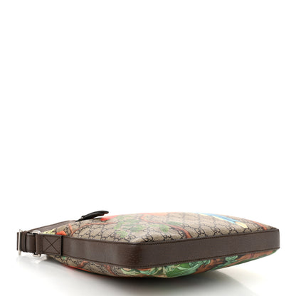 Gucci GG Supreme Monogram Tian Web Medium Flat Messenger Beige Multicolor New Acero 4 of 10