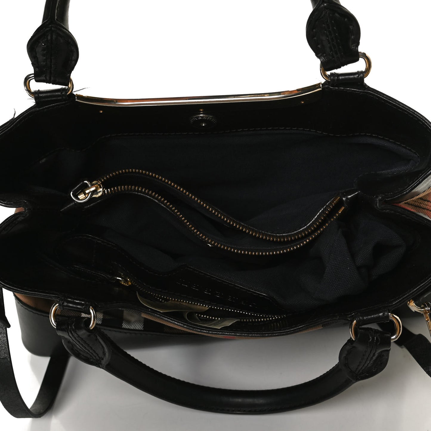 House Check Bridle Calfskin Hepburn Satchel Black