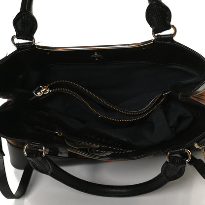 Burberry House Check Bridle Calfskin Hepburn Satchel Black 5 of 14