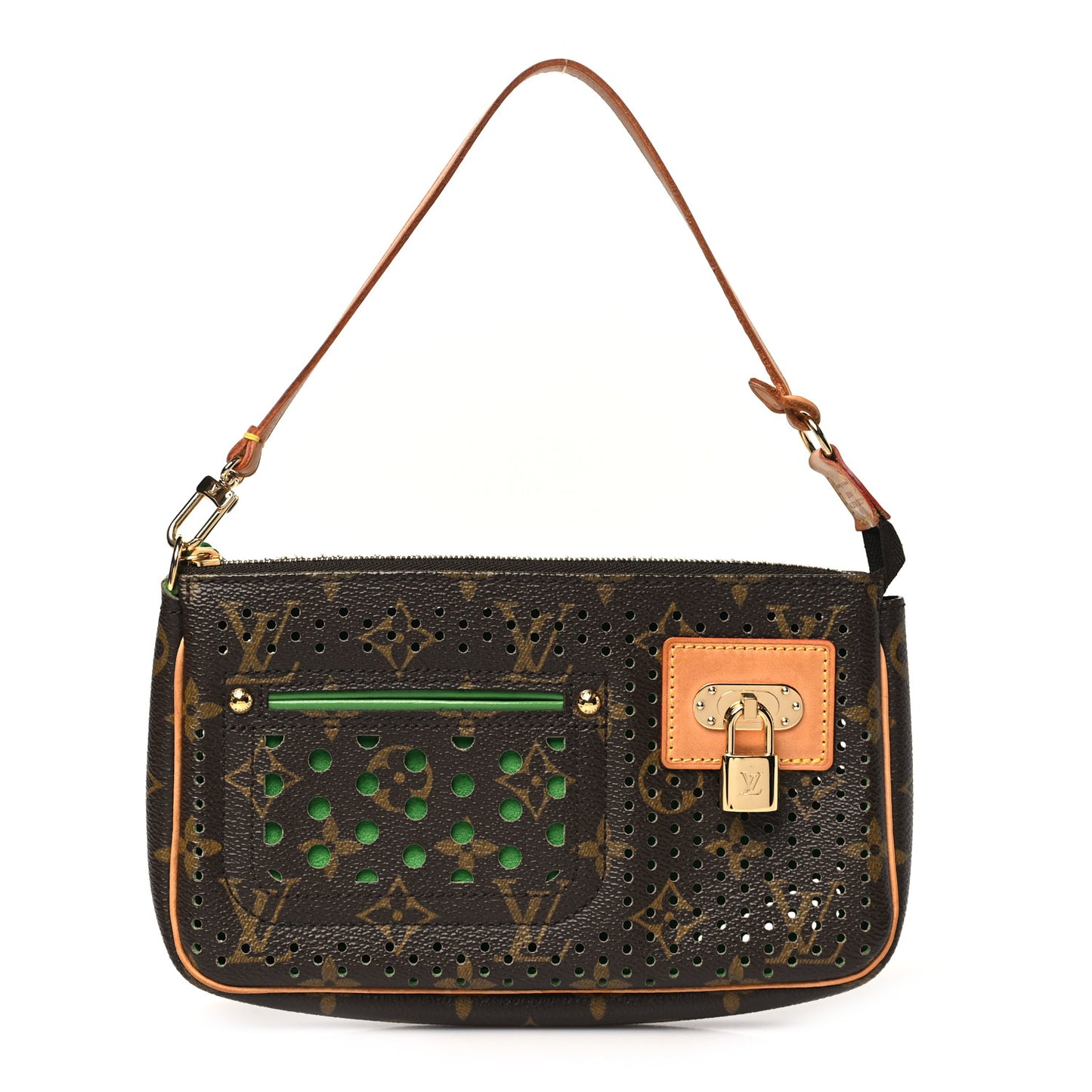 Monogram Perforated Pochette Accessories Bag Green