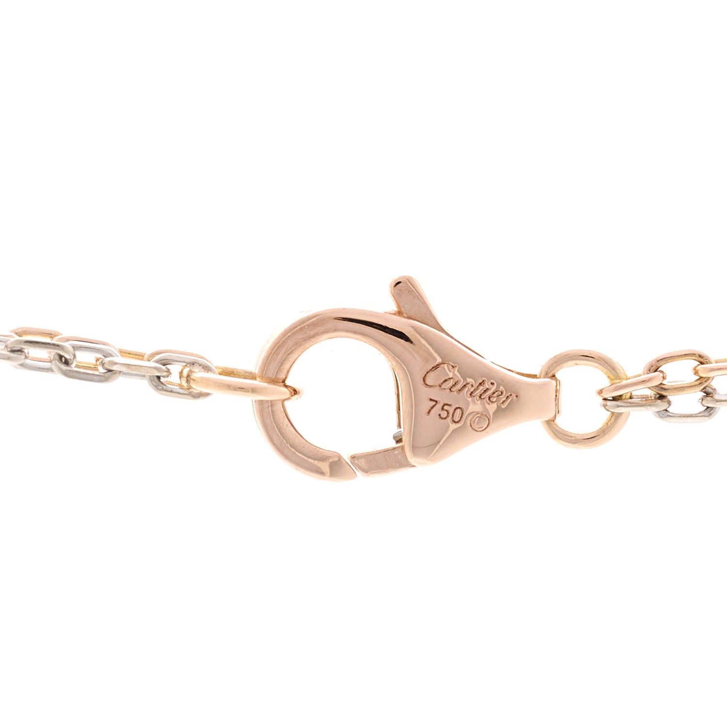 Cartier 18K White Pink Gold Diamond Three Ring LOVE Pendant Necklace 4 of 4
