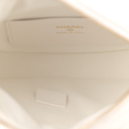 Chanel Shiny Caviar Quilted Bow Pouch Hobo White 5 of 11