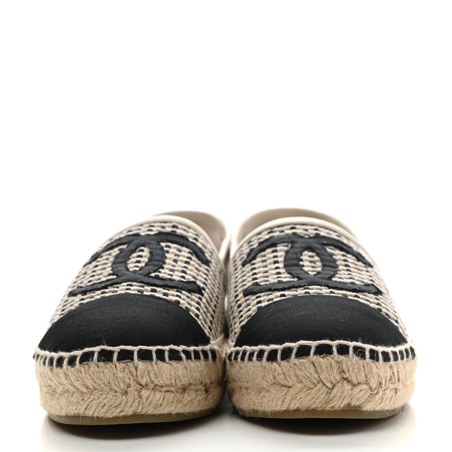 Chanel Mesh Grosgrain CC Espadrilles 37 Beige Black 2 of 10