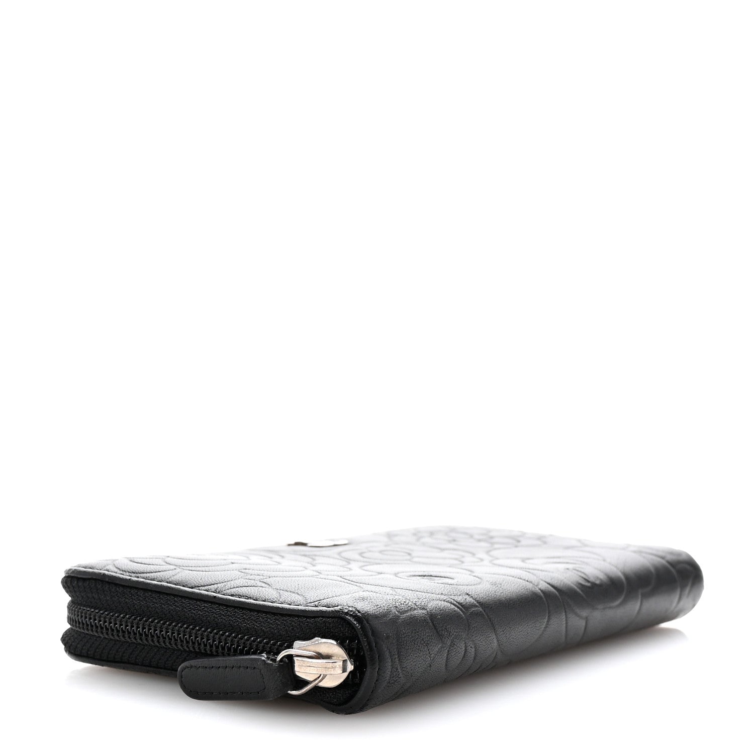 Chanel Lambskin Camellia Embossed Large Zip Around Gusset Wallet Black 4 of 8