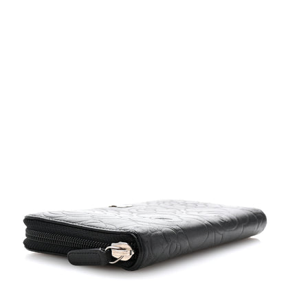 Chanel Lambskin Camellia Embossed Large Zip Around Gusset Wallet Black 4 of 8