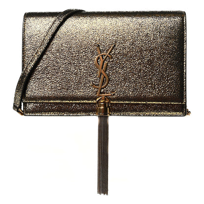 Saint Laurent Metallic Calfskin Classic Monogram Kate Tassel Satchel Gold 1 of 5