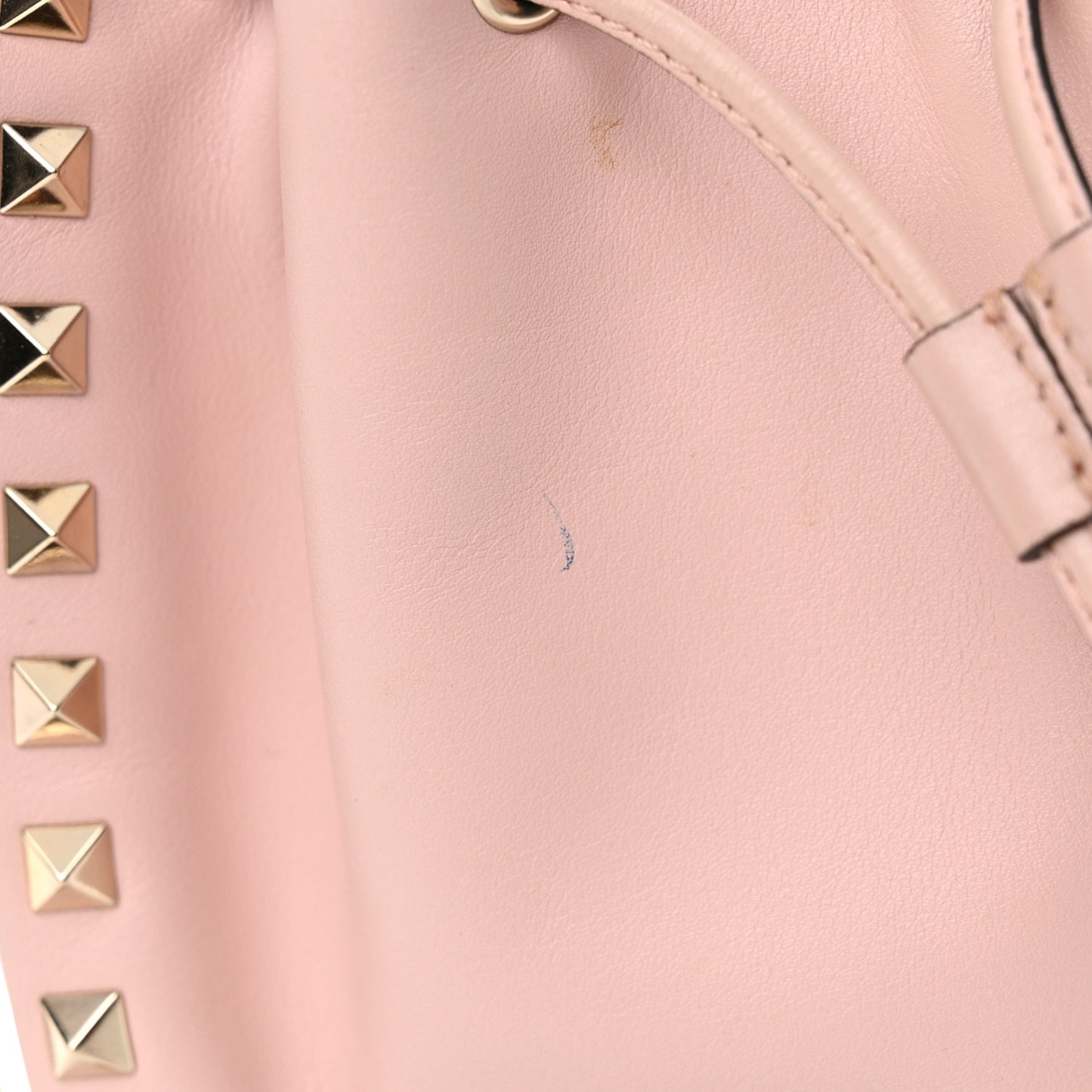 Vitello Mini Rockstud Chain Strap Bucket Bag Water Rose