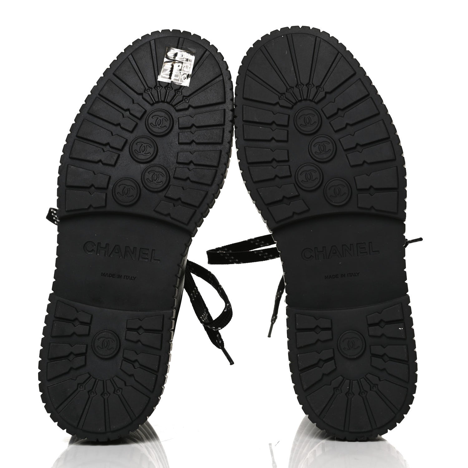 Chanel Calfskin Grosgrain Quilted Lace Up Boots 36.5 Black Grey 7 of 10