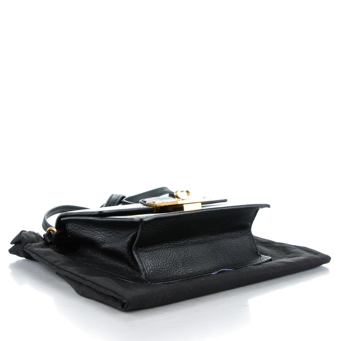 Grained Calfskin Mini Rosalia Trunk Crossbody Bag Black