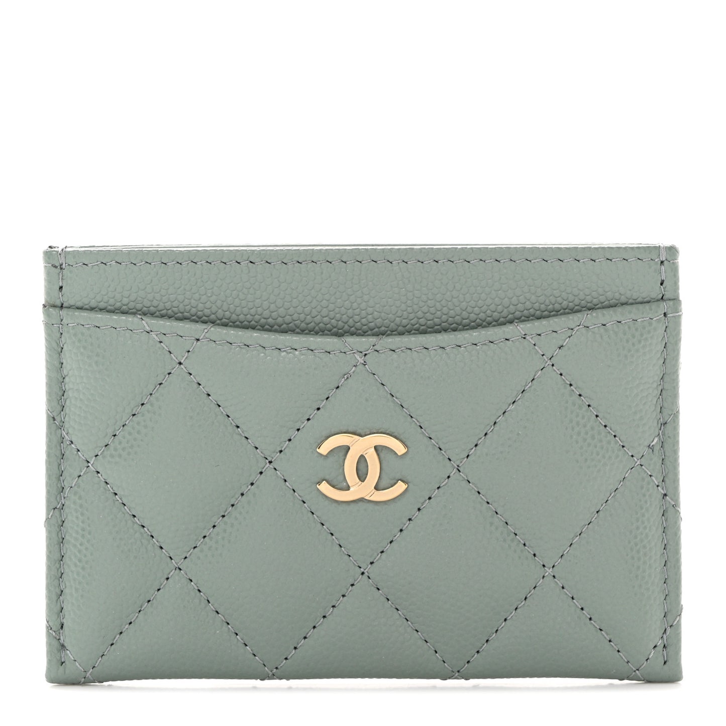 Caviar Quilted Card Holder Grey