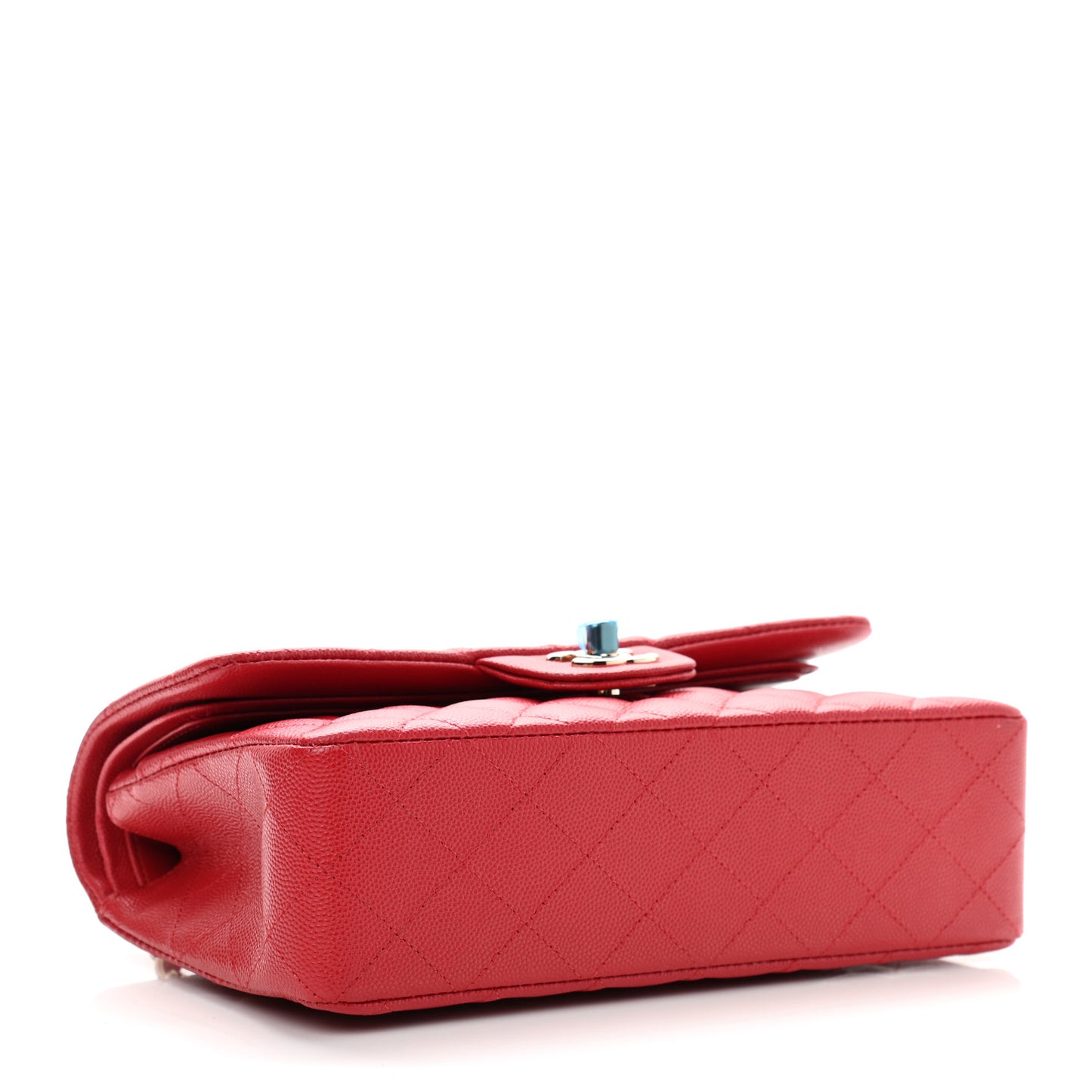 Caviar Quilted Small Double Flap Red