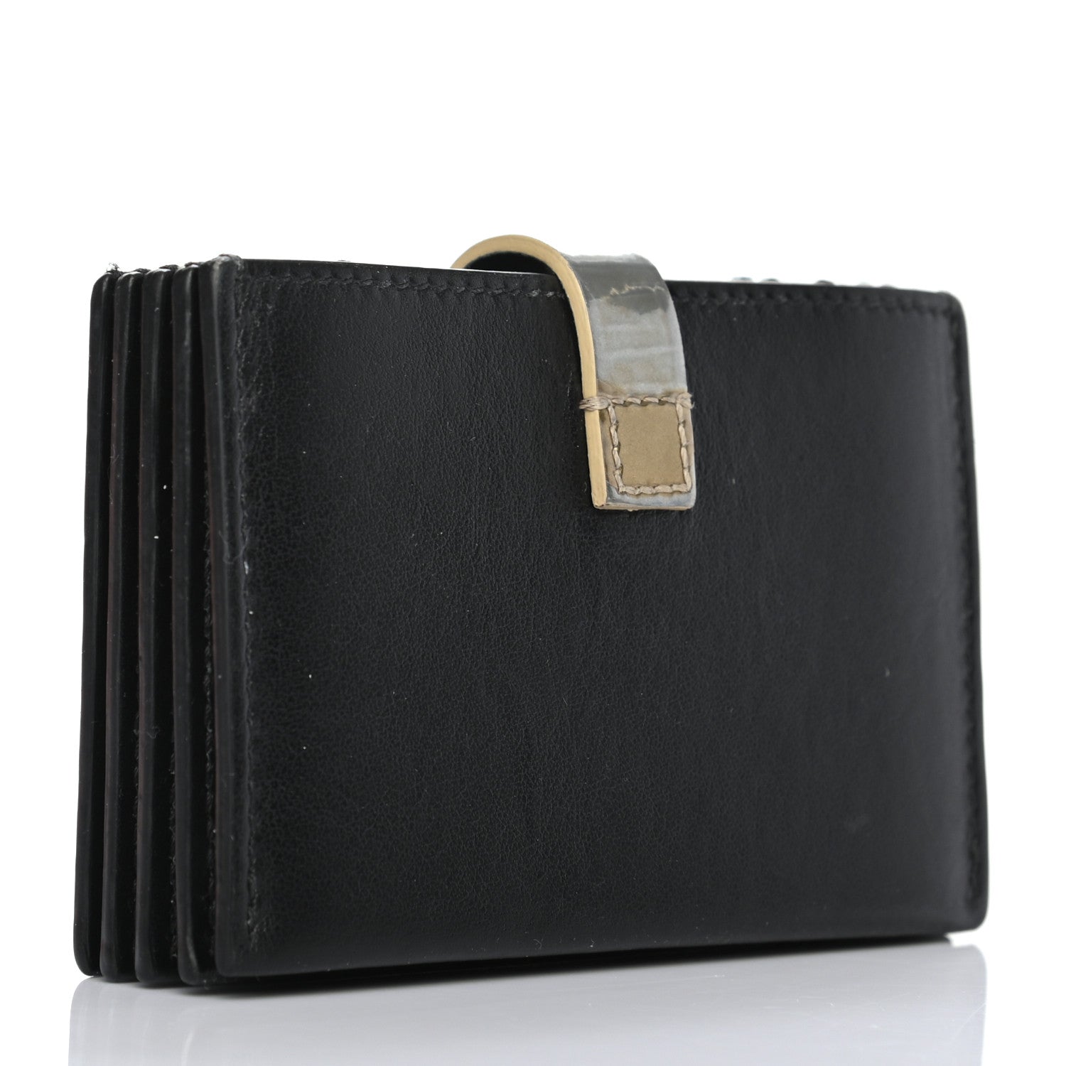 Celine Smooth Calfskin Accordion Card Holder Black Gold 3 of 7