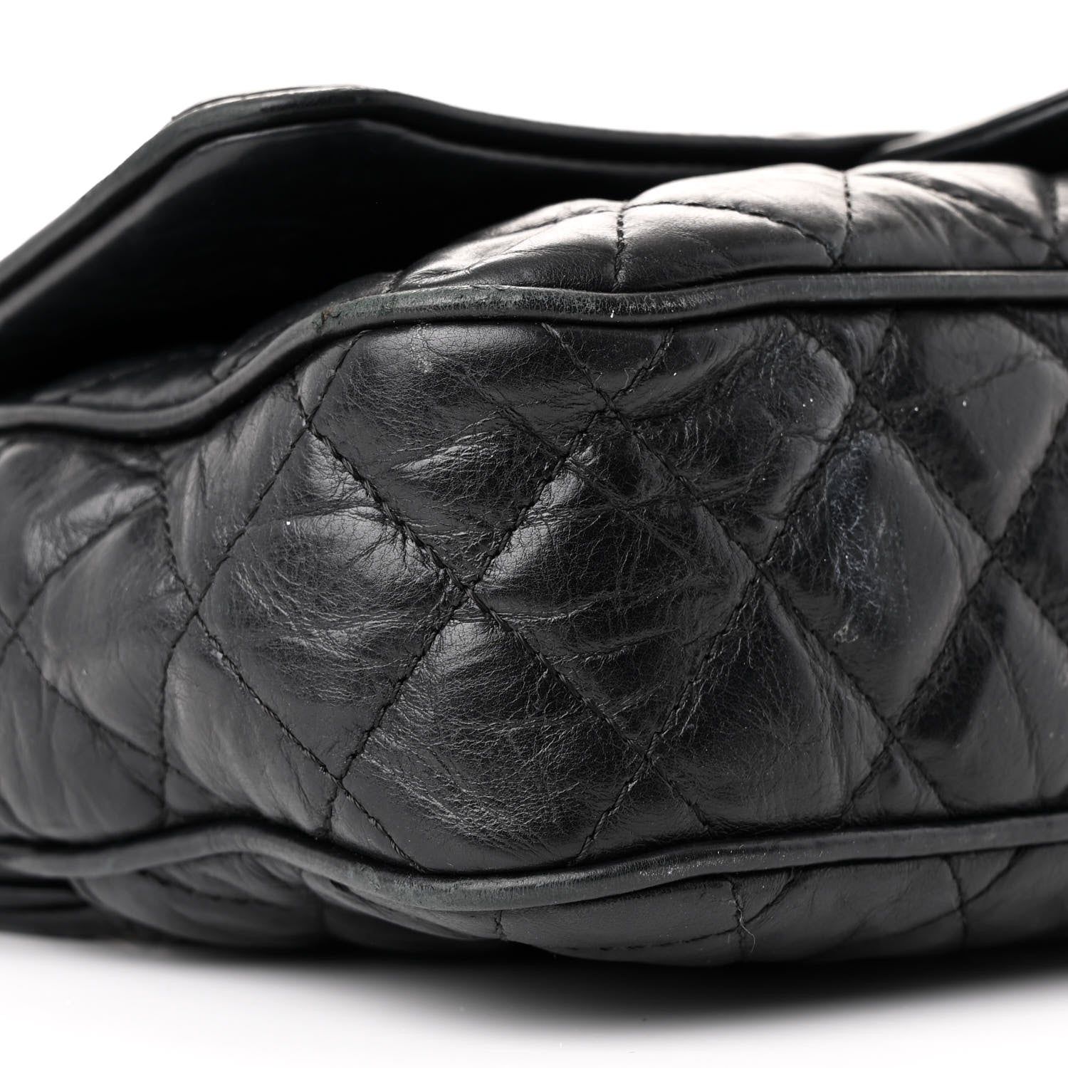 Chanel Crumpled Calfskin Quilted Medium Casual Rock Flap Black 9 of 12