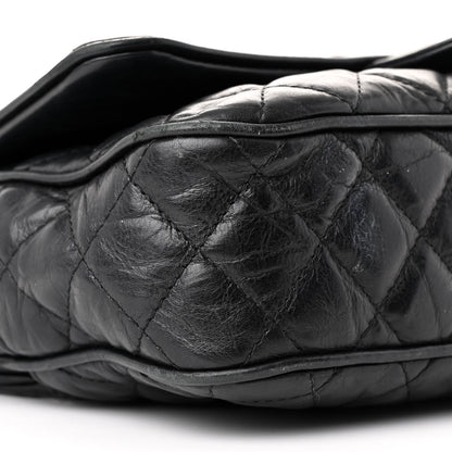 Chanel Crumpled Calfskin Quilted Medium Casual Rock Flap Black 9 of 12