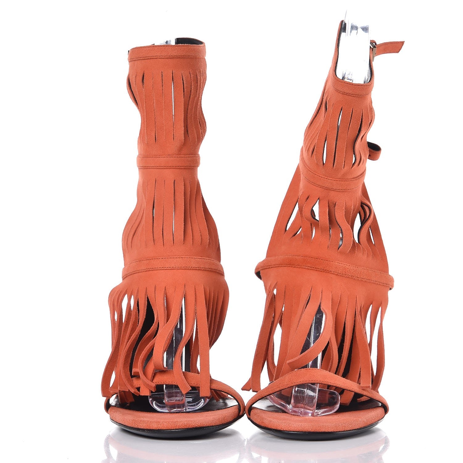 Gucci Suede Fringe Becky High Heel Sandals 38 2 of 7