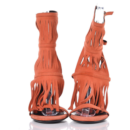 Gucci Suede Fringe Becky High Heel Sandals 38 2 of 7
