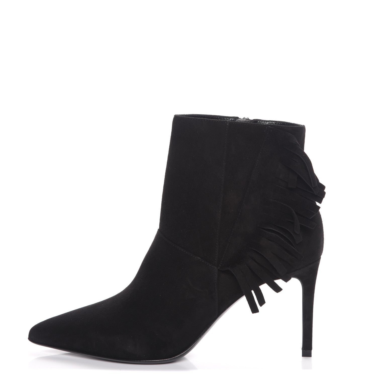 Saint Laurent Suede Fringe Paris Ankle Boots 37 Black 1 of 9